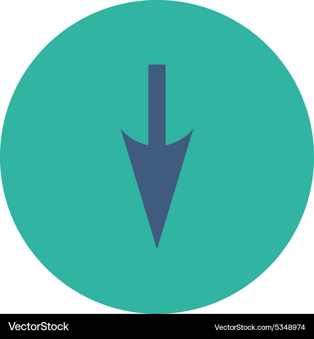 Sharp down arrow flat cobalt and cyan colors round Vector Image