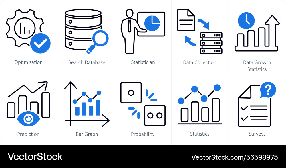 A set of 10 statistics icons as optimization Vector Image