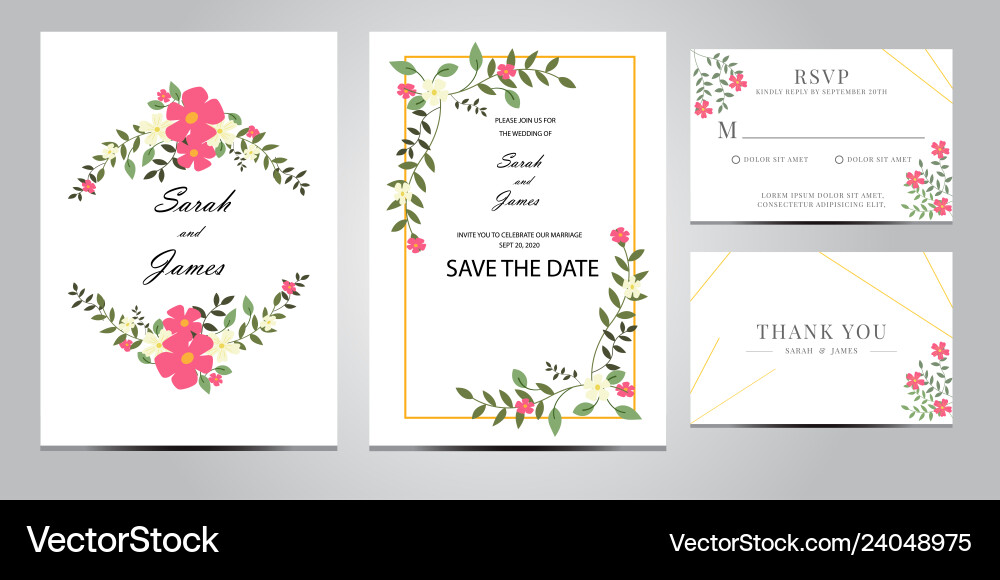 Floral Wedding Invitation Card Vector Image