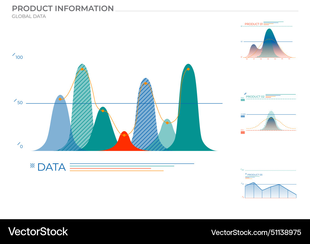 Global data charts in color elements Global data charts in color elements vector image