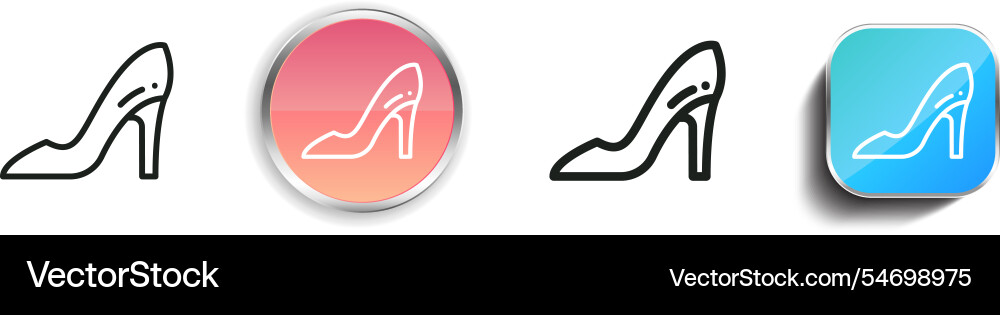 High heel icon thin linear regular and button High heel icon thin linear regular and button vector image