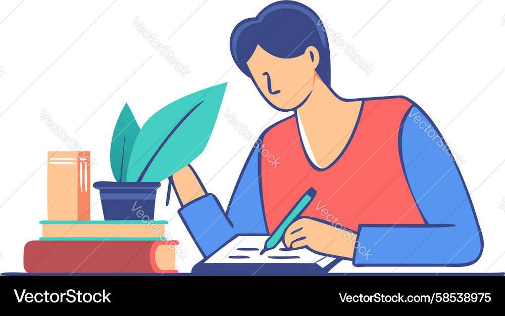 Man Studying with Notebook Vector Image