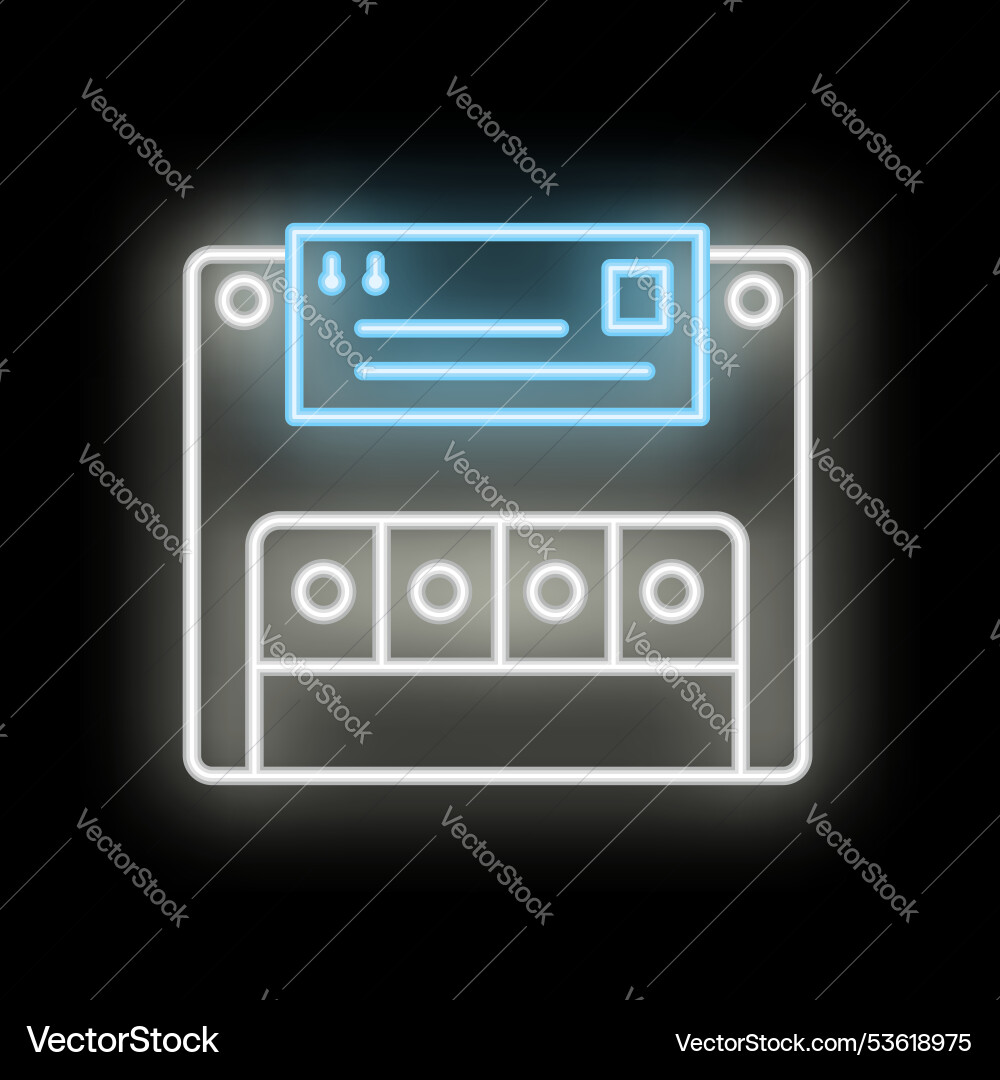 Neon icon of floppy disk saving document Vector Image