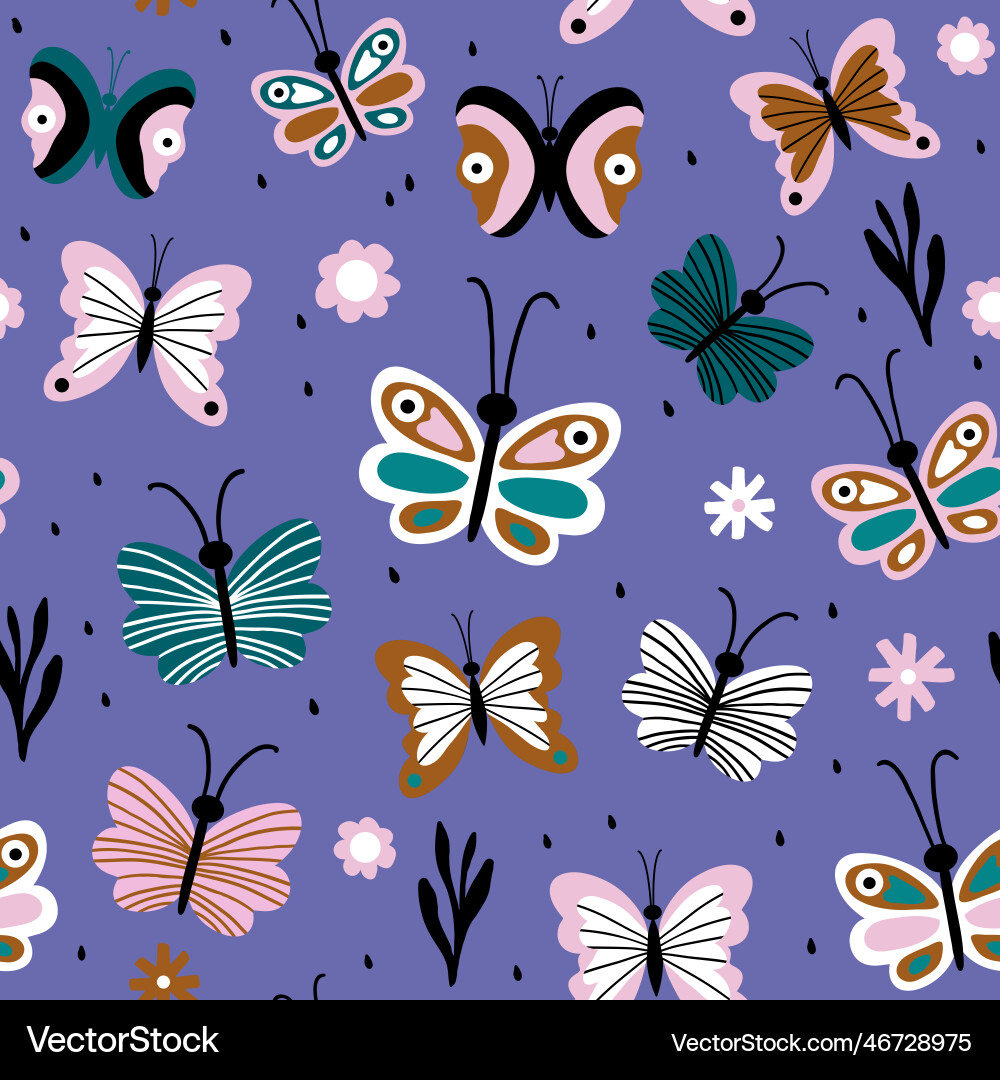 Seamless pattern with colorful butterflies Seamless pattern with colorful butterflies vector image