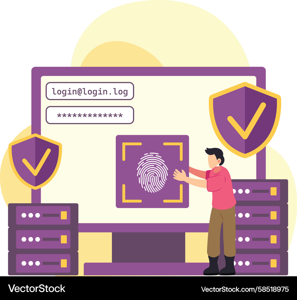 Secure Fingerprint Login System Vector Image