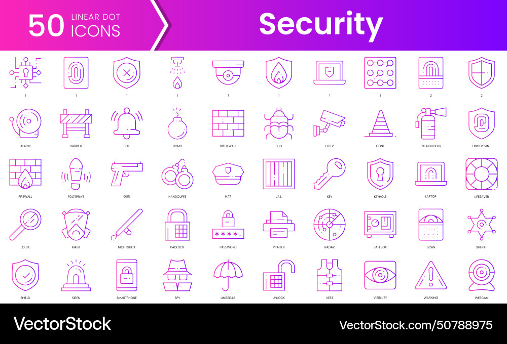 Set of security icons gradient style icon bundle Vector Image