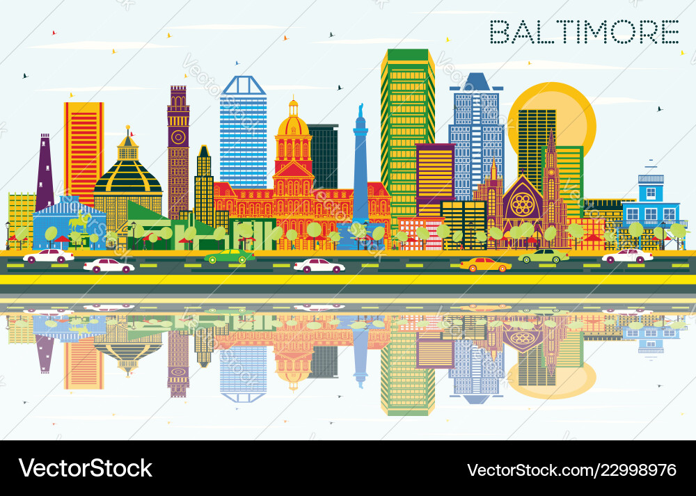 Baltimore City Skyline Vector Image