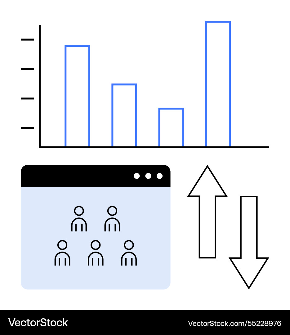 Data analysis with bar chart user interface Data analysis with bar chart user interface vector image