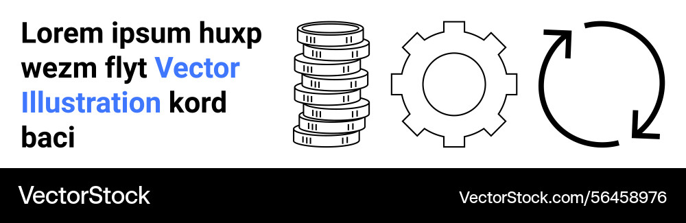 Gear coin stack and circular arrow symbolizing Gear coin stack and circular arrow symbolizing vector image