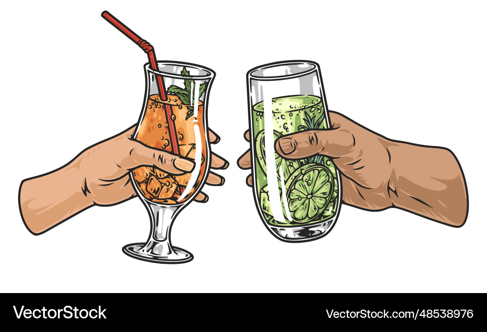 Hands with lemonade element colorful Hands with lemonade element colorful vector image