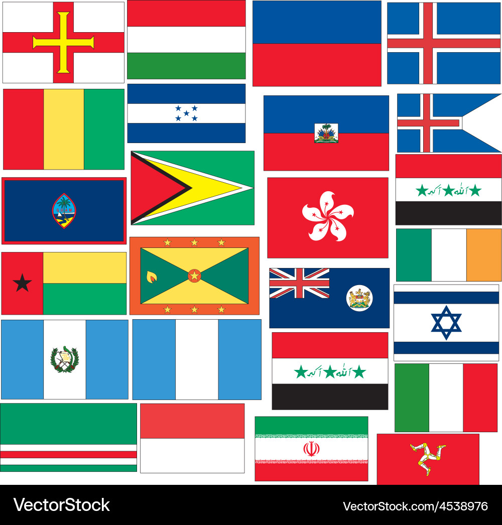 Set of 25 flags with countris started g h i vector image