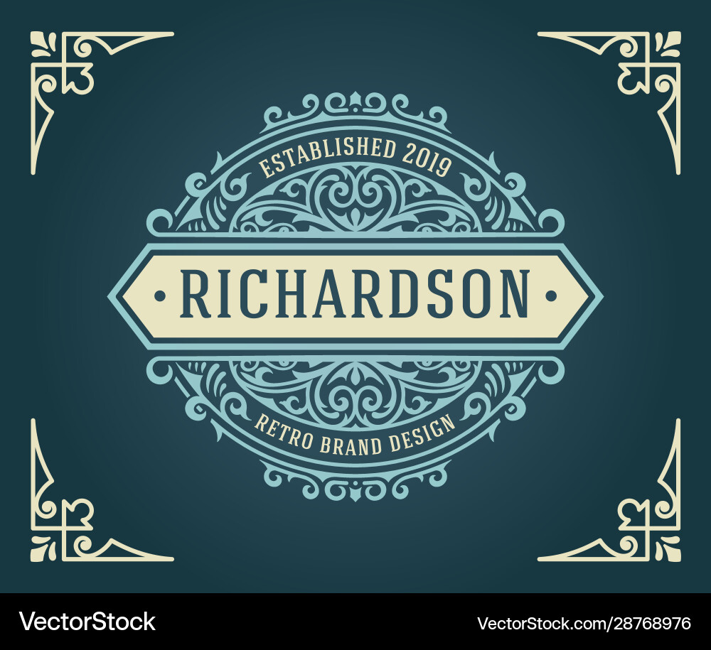 Vintage retro logo with floral ornaments Vintage retro logo with floral ornaments vector image