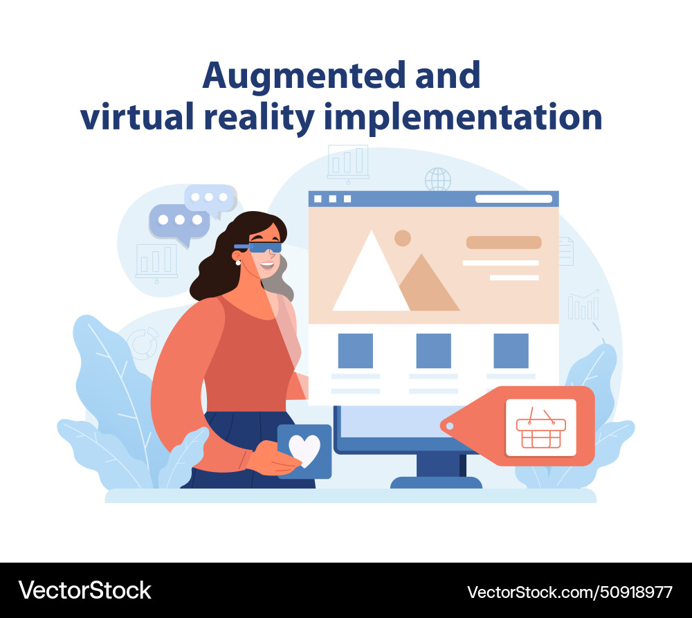 Augmented and virtual reality use a user Augmented and virtual reality use a user vector image