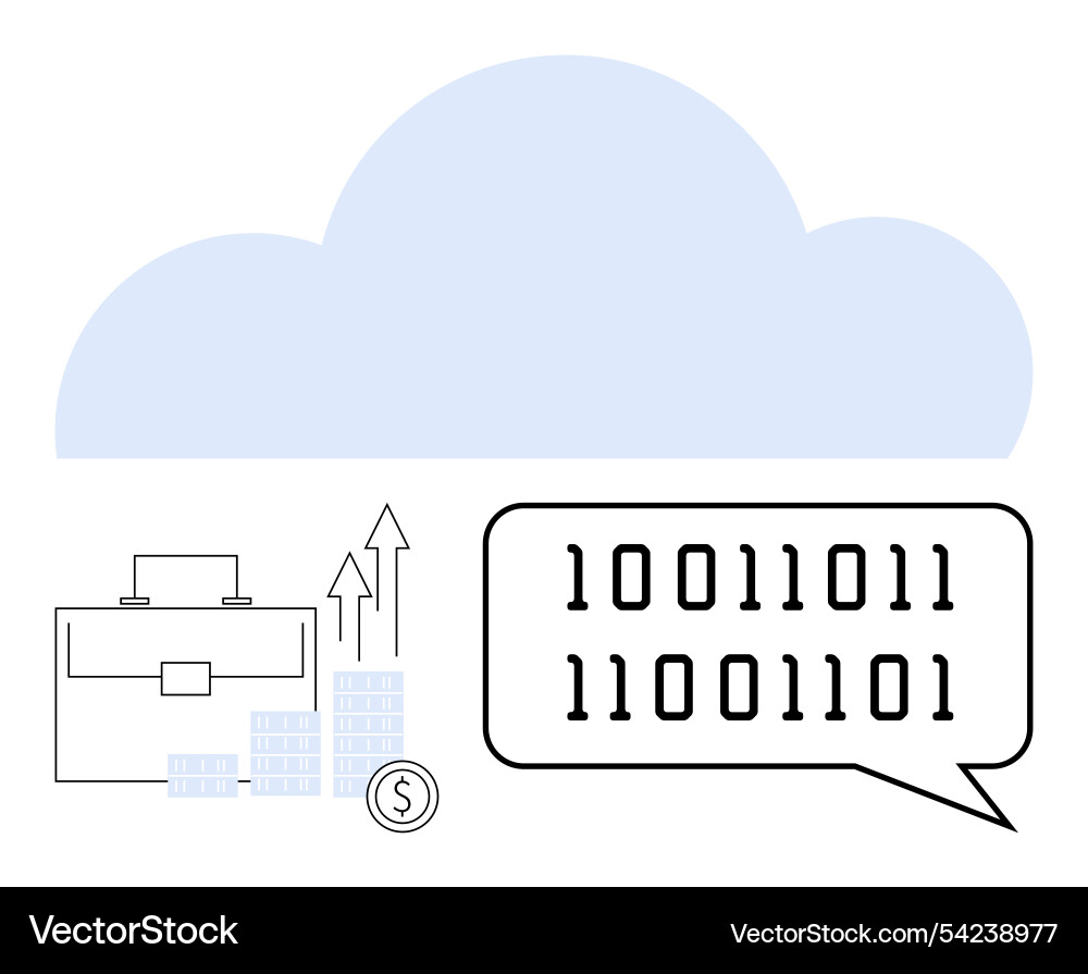 Binary code in speech bubble with suitcase Binary code in speech bubble with suitcase vector image