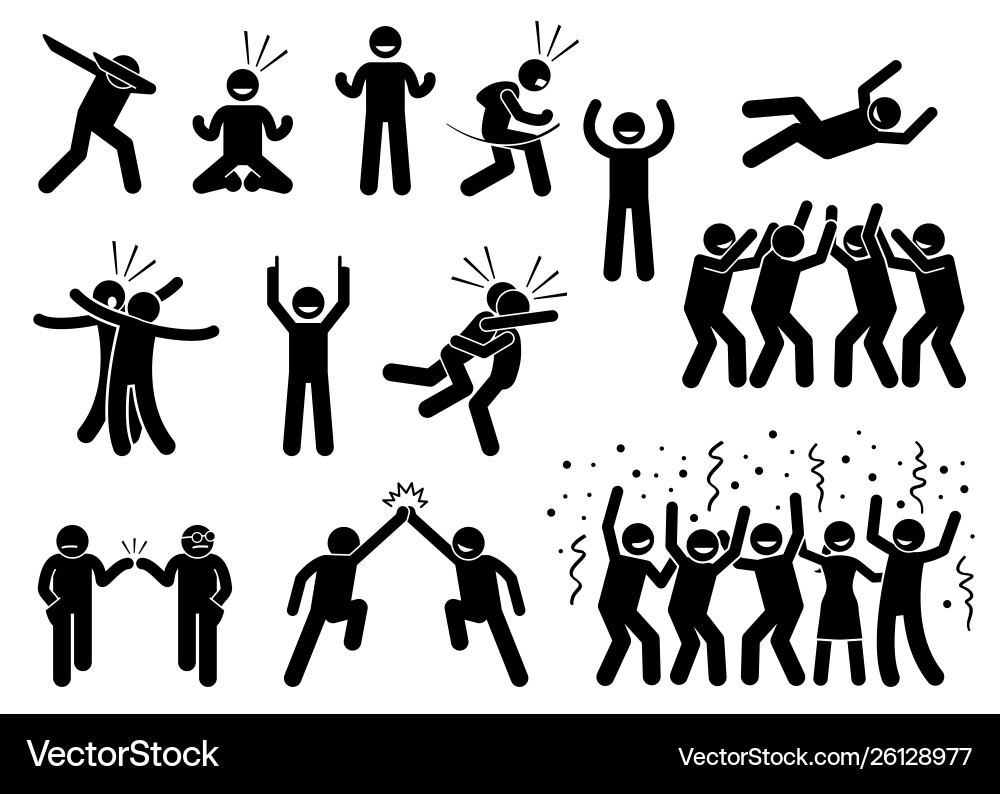 Celebration poses and gestures artwork depicts Celebration poses and gestures artwork depicts vector image