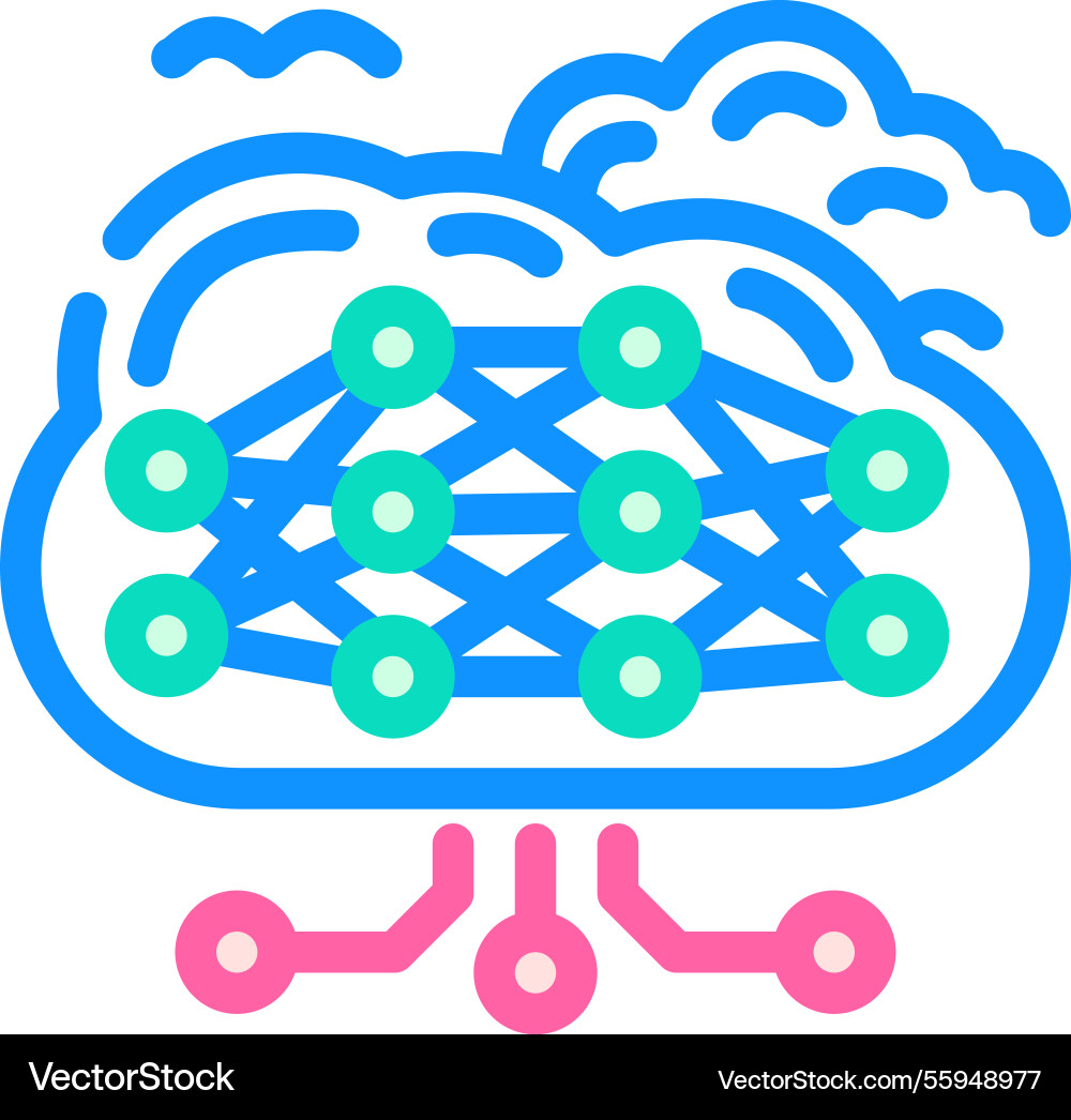 Cloud computing network ai integration color icon Cloud computing network ai integration color icon vector image