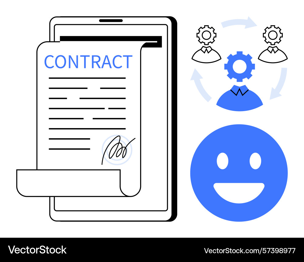 Digital contract signing with team collaboration Digital contract signing with team collaboration vector image