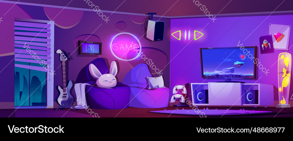 Game and stream room setup vector image