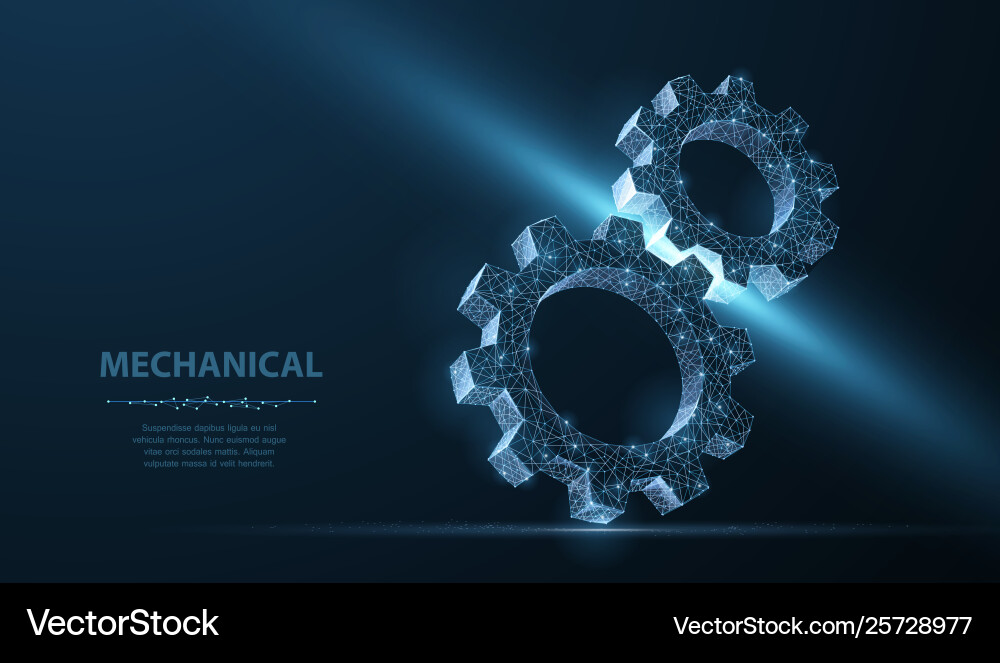 Gears abstract wireframe two gear 3d Gears abstract wireframe two gear 3d Vector Image
