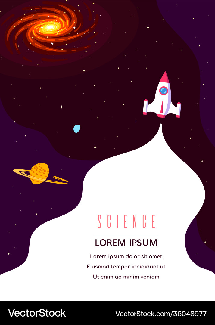 Outer space concept banner template in flat style Vector Image