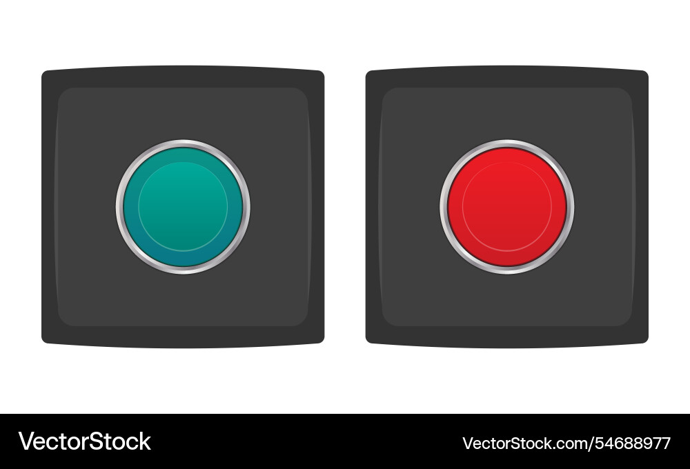 Push button boxes with red and green buttons vector image
