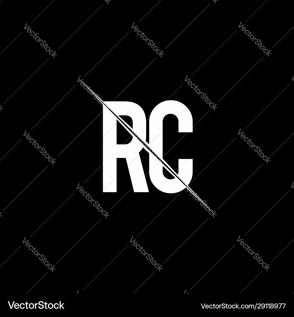 Rc logo monogram with slash style design template Vector Image