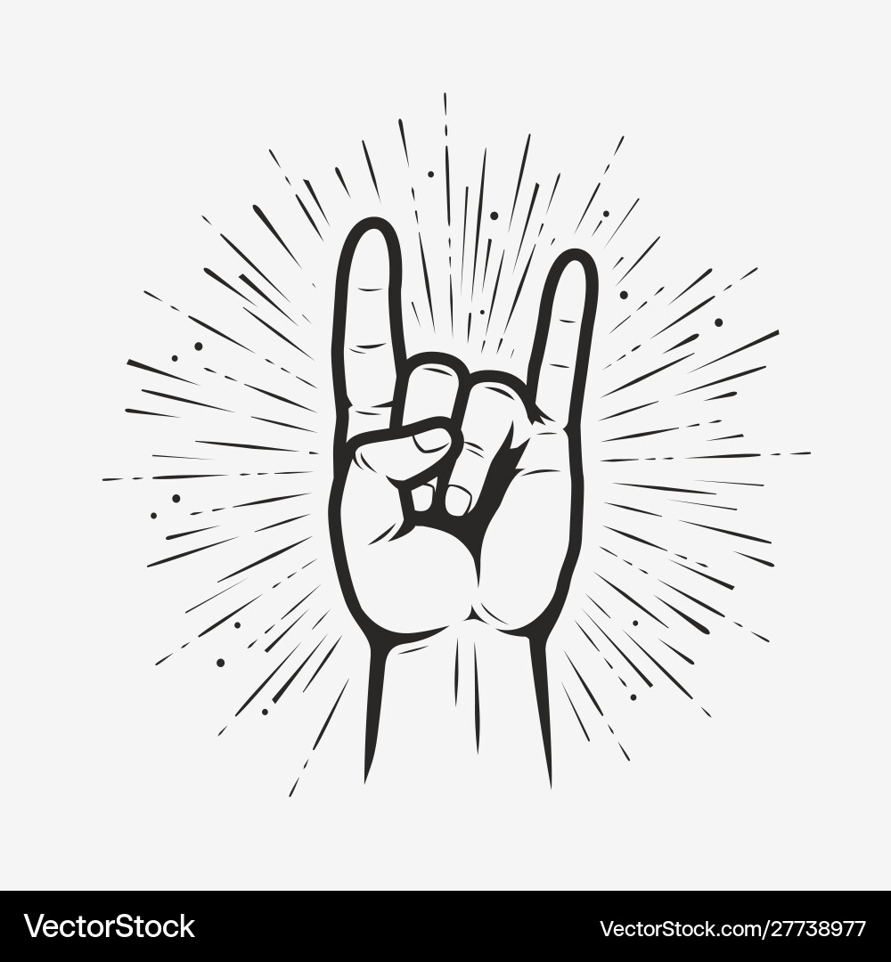 Rock on gesture symbol heavy metal hand Royalty Free Vector