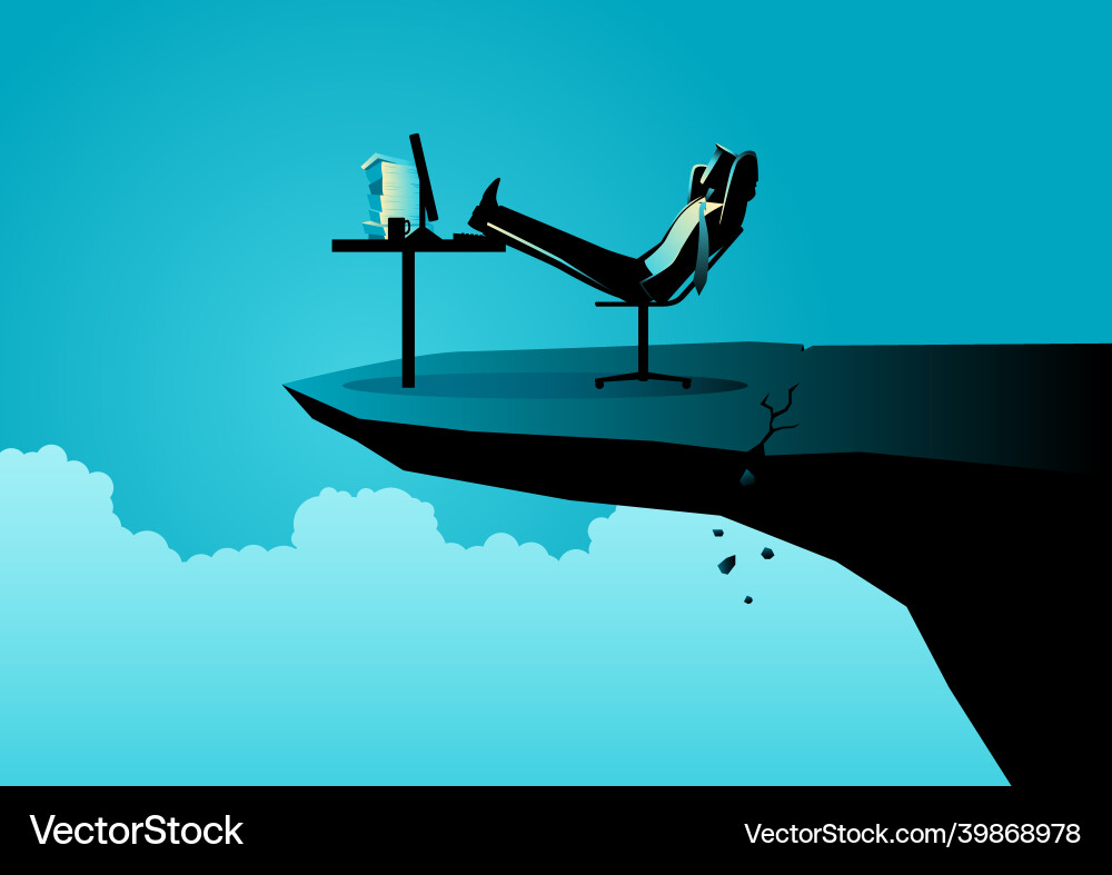 Businessman relaxing on his chair the cracked vector image