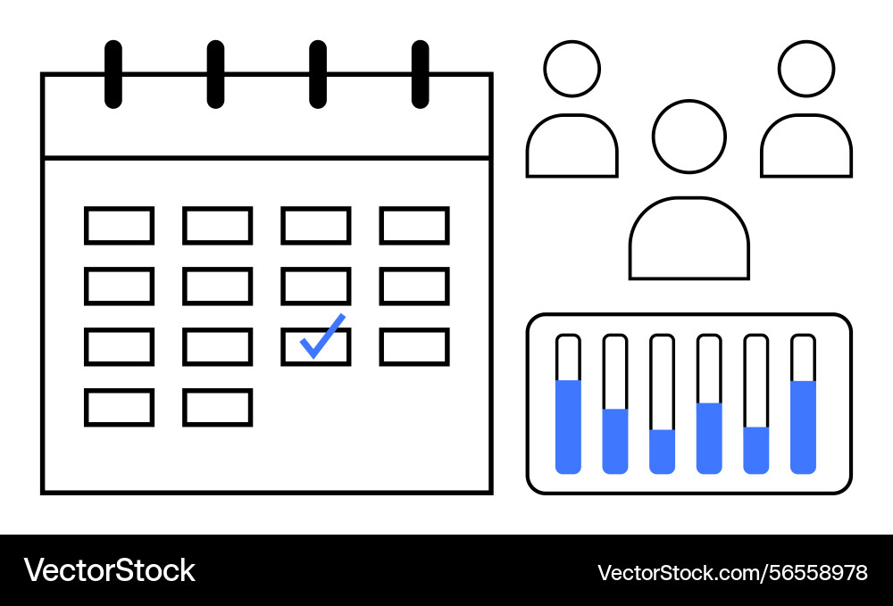 Calendar planning with team members and data Calendar planning with team members and data vector image