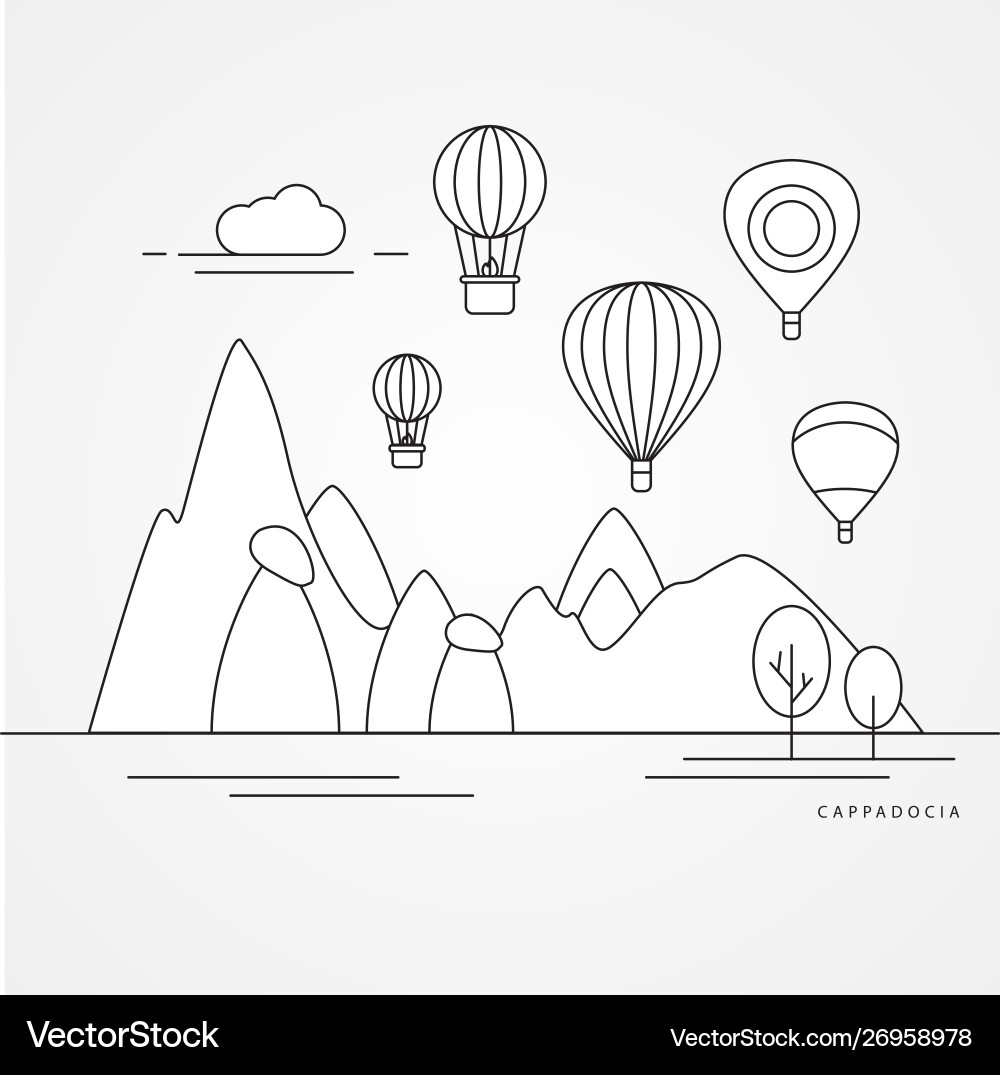 Cappadocia turkey detailed silhouette Cappadocia turkey detailed silhouette vector image