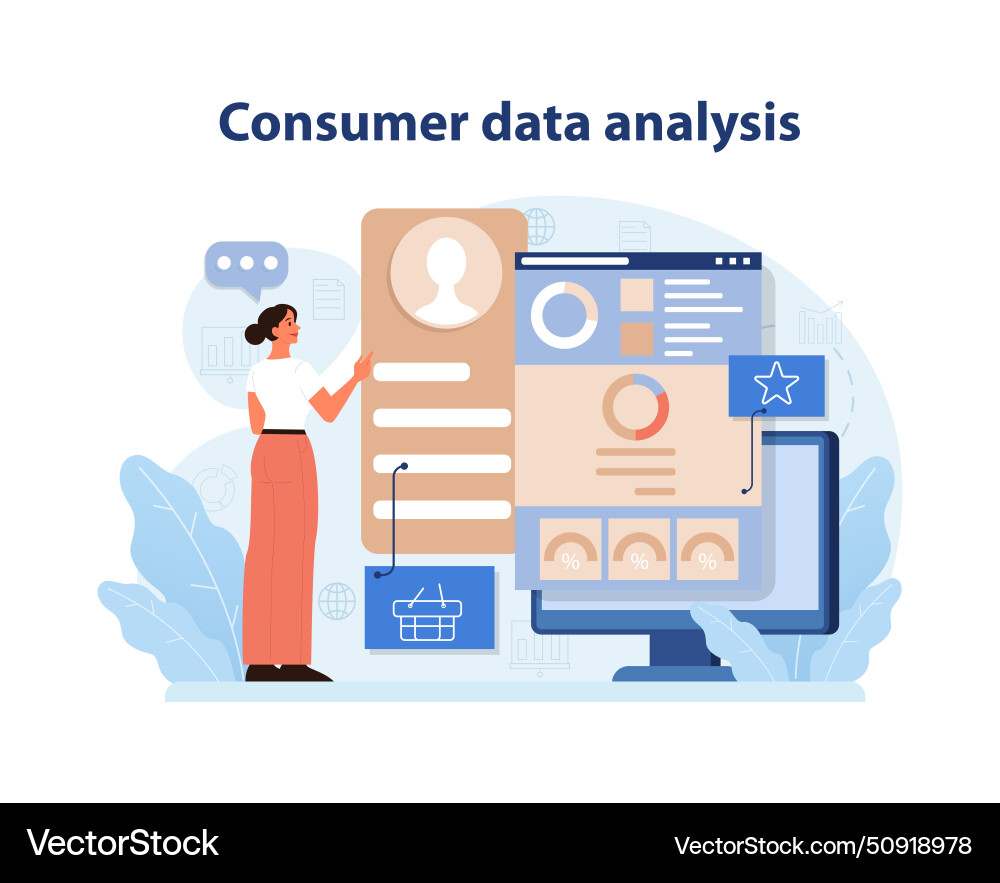 Consumer data analysis a professional analyzing Consumer data analysis a professional analyzing vector image