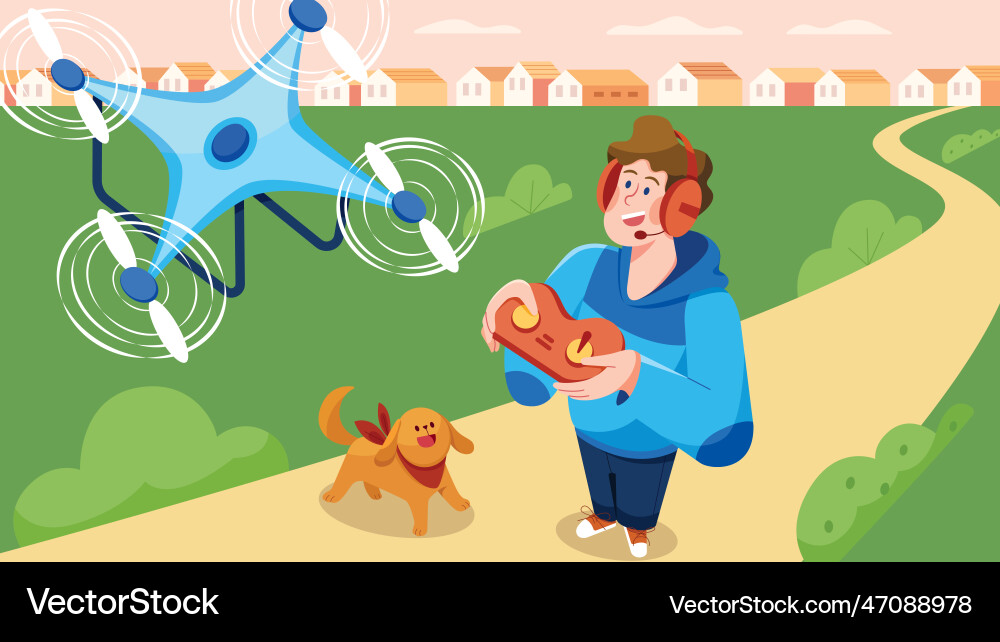 Drone Operator with Quadcopter vector image