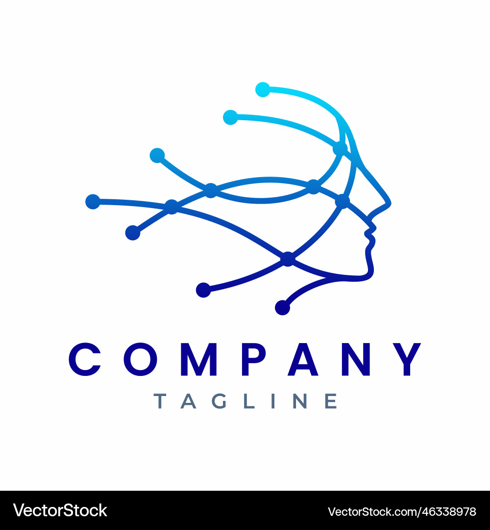 Head Tech Gehirn künstliche Intelligenz Logo Head Tech Gehirn künstliche Intelligenz Logo vektorbild