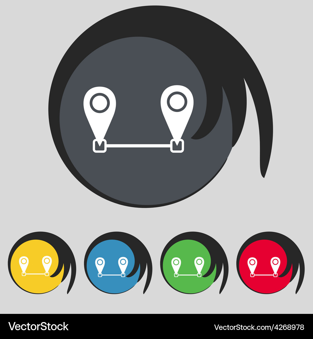 Map pointer icon sign symbol on five colored Vector Image