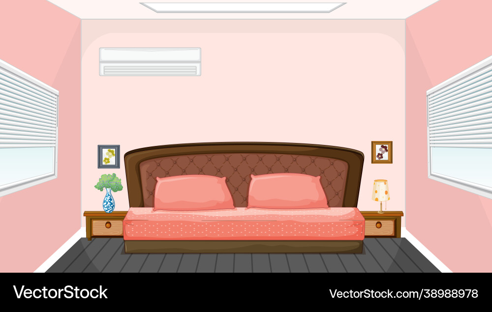 Pink bedroom interior design with furniture Pink bedroom interior design with furniture vector image