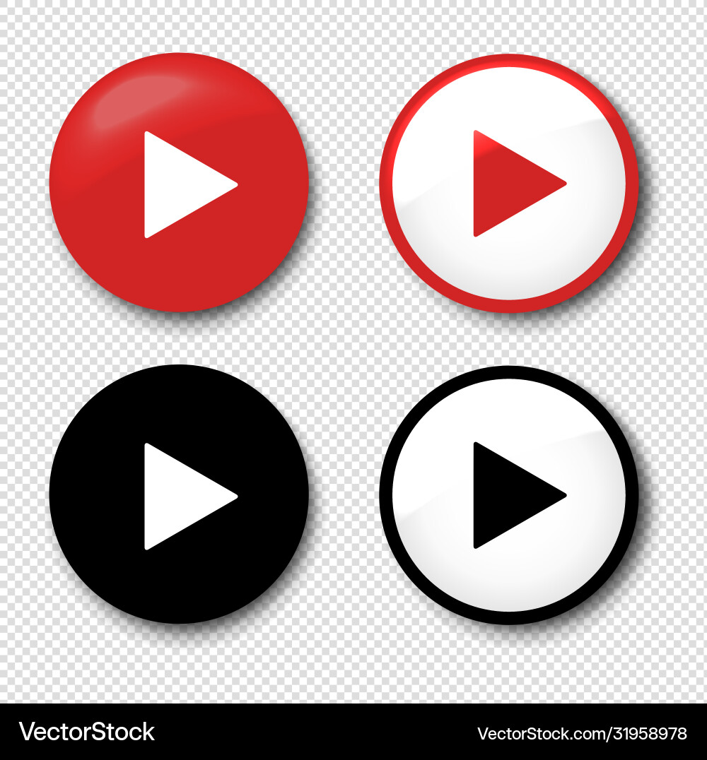 Play button icons set isolated transparent Play button icons set isolated transparent vector image