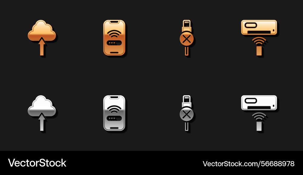 Set cloud upload mobile with wi-fi wireless Set cloud upload mobile with wi-fi wireless Vector Image