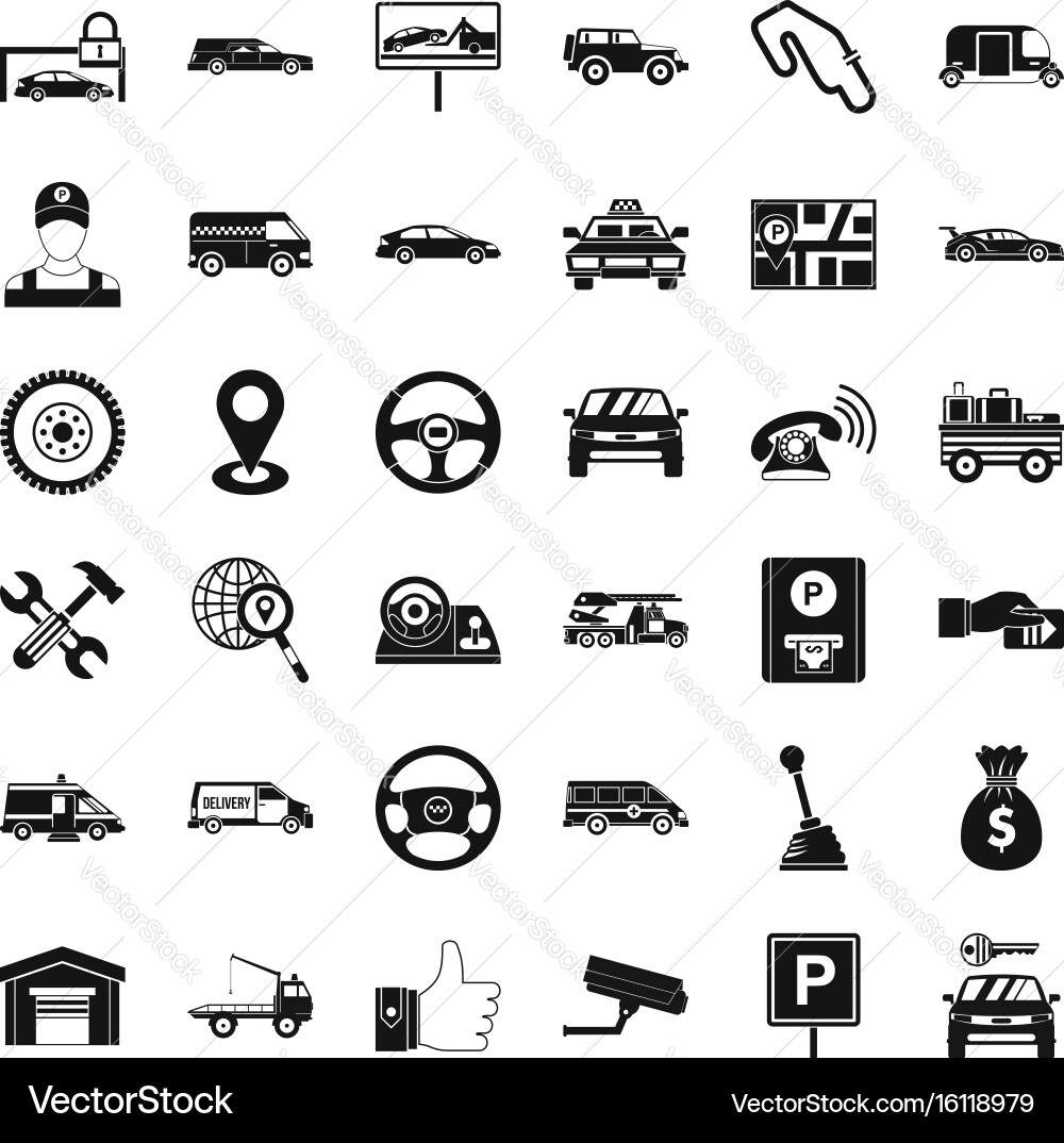 Auto icons set simple style Vector Image