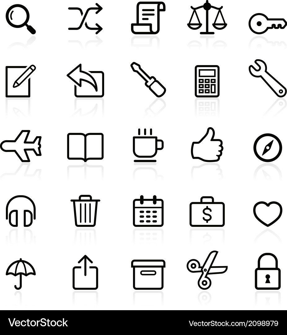 Business Line Icons - Business & Strategy Vector Image