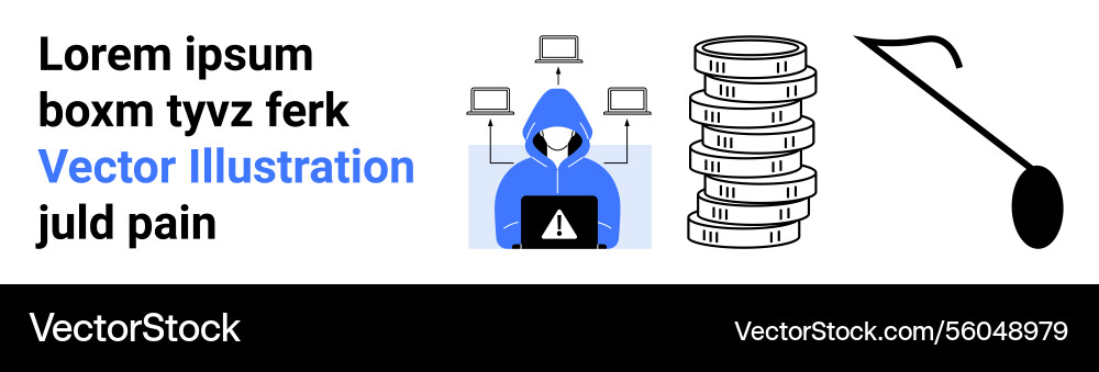 Cybersecurity threat featuring hacker stacked Cybersecurity threat featuring hacker stacked vector image