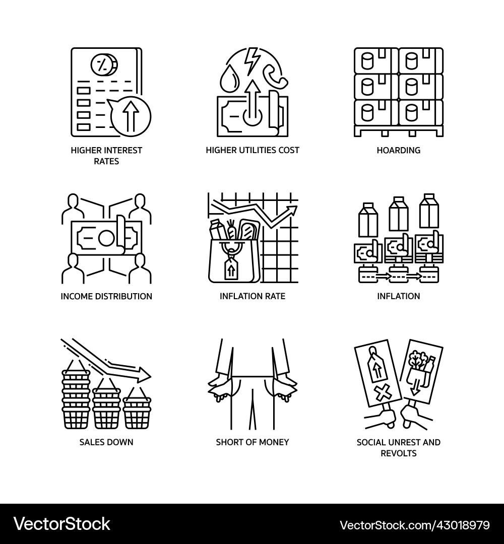 Inflation icon set Royalty Free Vector Image - VectorStock
