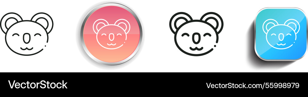Koala icon thin linear regular and button style vector image