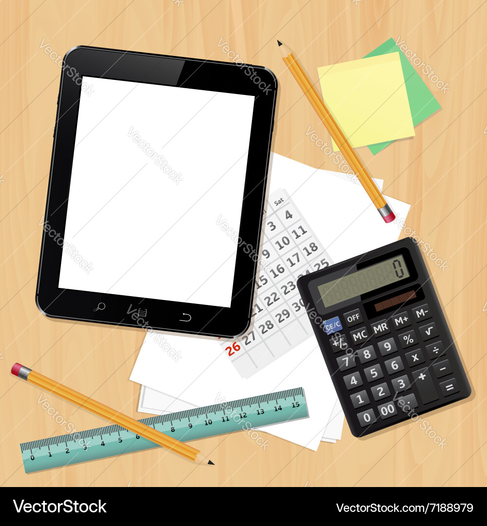 Office desk with business objects Vector Image