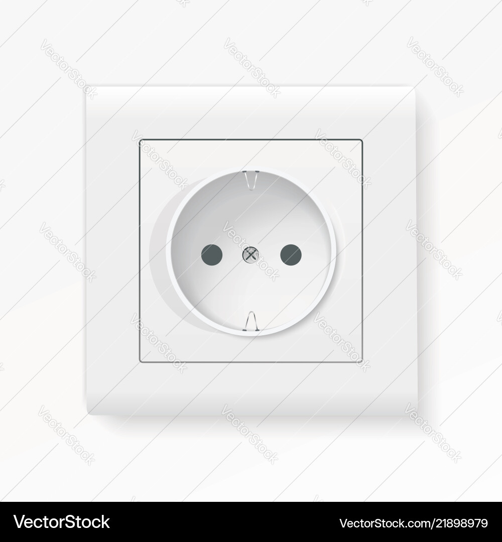 Realistic white power socket with shadow 3d Realistic white power socket with shadow 3d vector image