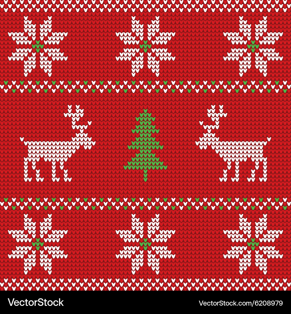 Rot gestrickter Weihnachtssweater mit Hirsch Vektorbild