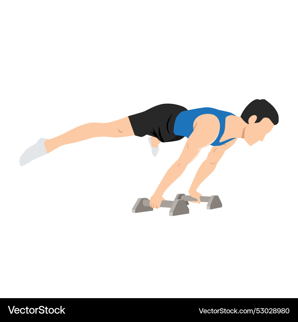 Man doing perfect straddle planche with push up Man doing perfect straddle planche with push up vector image