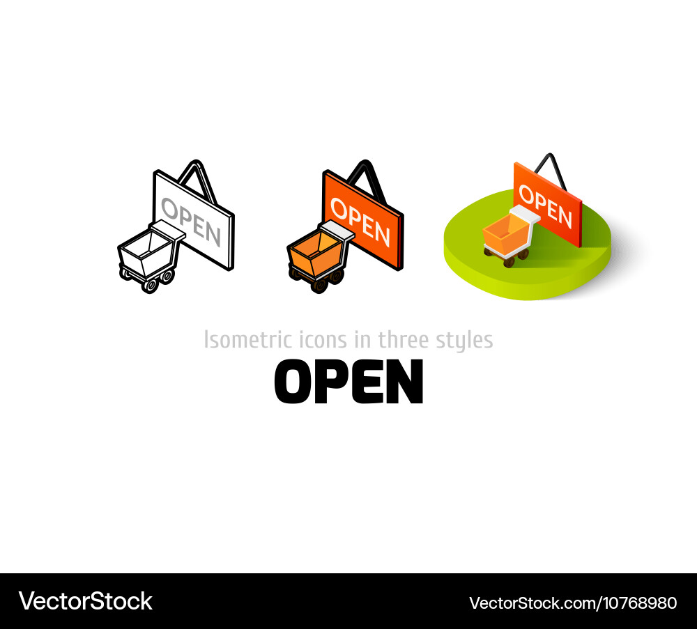Open icon in different style vector image