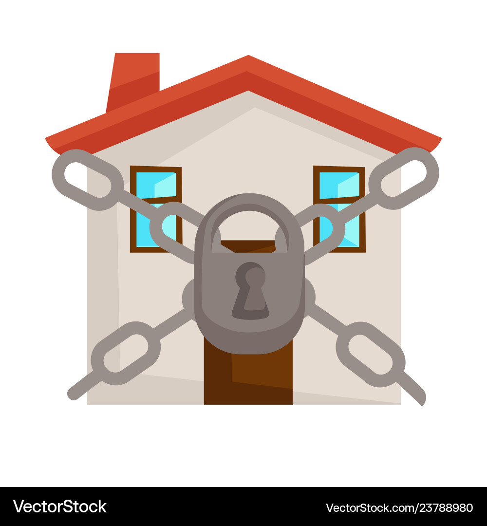 Secure Home with Chains and Lock vector image