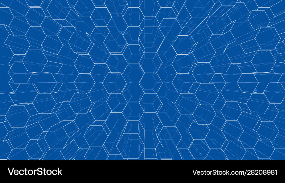 Abstract background hexagons outline vector image