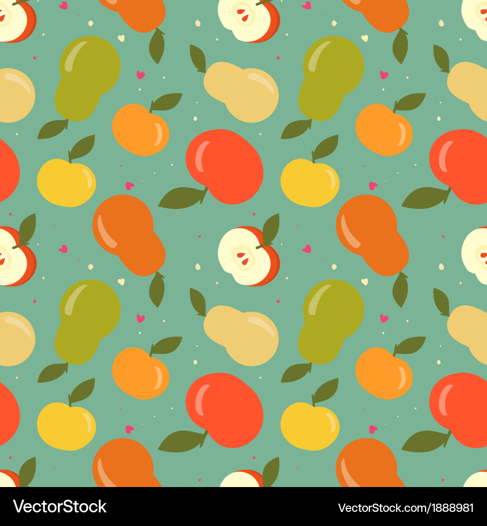 Apple and Pear Fruit Pattern vector image